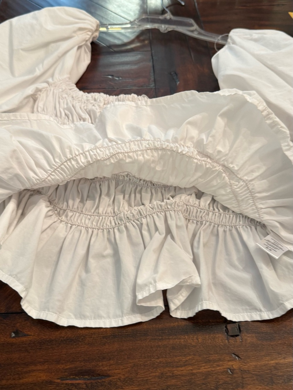 Astr White Puff-Sleeve Smocked Peplum Top - Picture 6 of 7